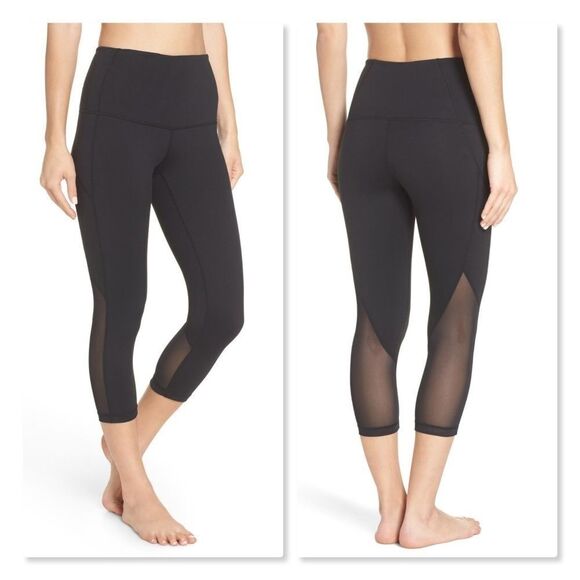 Zella Meditate High Waist Crop Mesh Panel Leggings - Picture 1 of 8